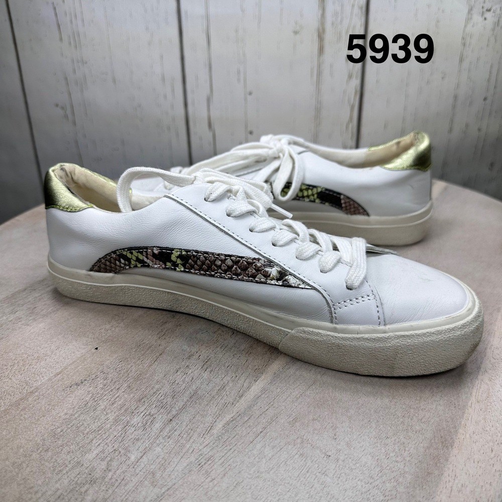 Madewell Sidewalk Low Top Sneakers White Leather Gold AH767 Womens 9M